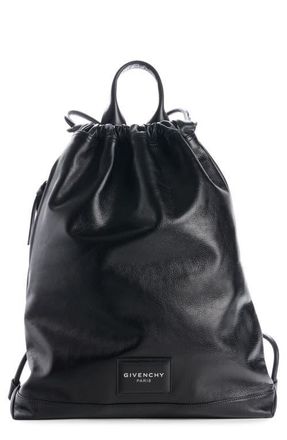 Givenchy Leather Drawstring Backpack in Black at Nordstrom