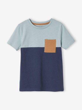 Vertbaudet T-shirt gar&ccedil;on coloblock manches courtes ardoise