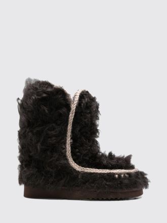 Mou Stivaletti Eskimo in pelliccia bicolor con cuciture a contrasto