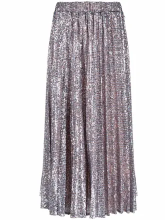 Patrizia Pepe Gonna plissettata con paillettes - Rosa