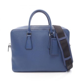 Prada Blue Leather Briefcase (Pre-Owned)