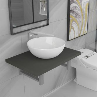 vidaXL Vidaxl - Conjunto De Muebles De Ba&ntilde;o 2 Piezas Cer&aacute;mica Gris