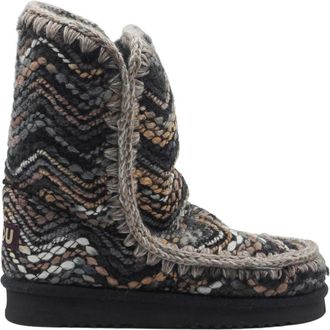 Mou Multicolor Wol Gehaakte Laarzen voor Vrouwen - Dames - Winterlaarzen - Veelkleurig - 36 EU - Wol - Schoenen