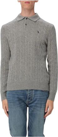 Polo Ralph Lauren Truien & Vesten, Heren, Grijs, L, Kasjmier, Kabel Gebreide Polo Trui