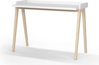 HERDASA Escritorio melamina y haya blanco patas roble 81x111x50