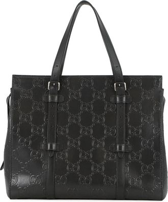 Gucci Black Leather Handbag Tote Bag (Pre-Owned)