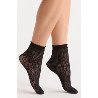 Nordstrom Sparkle Fishnet Ankle Socks in Black at Nordstrom Rack, Size 9/11
