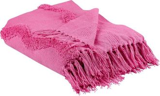 Beliani Beliani - Manta De Algod&oacute;n Rosa 125 X 150 Cm Patr&oacute;n Geom&eacute;trico Sala De Estar Khari