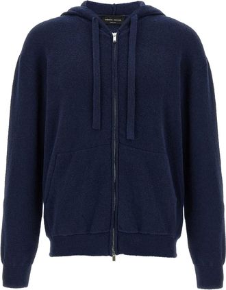 Roberto Collina Felpa in spugna con cappuccio - Blu