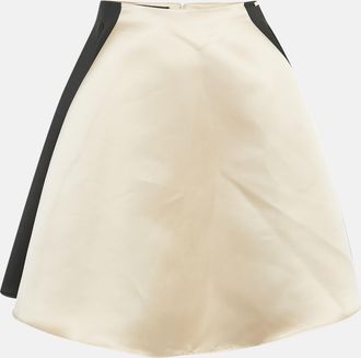 Elisabetta Franchi Black/cream Satin Pleated Skirt