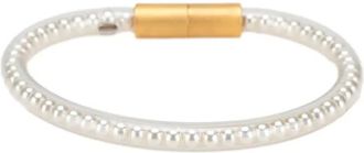Chanel 2000 PVC Tube armband met imitatieparel - Wit