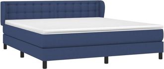 vidaXL Cama Box Spring Con Colch&oacute;n Tela Azul 160x200 Cm Vidaxl