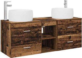 vidaXL Juego De Muebles De Ba&ntilde;o 3 Uds. Madera Envejecida Vidaxl