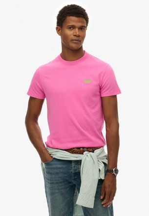 Superdry Rundhalsshirt SUPERDRY ESSENTIAL LOGO EMB TEE, Herren, Gr. 3XL, rosa (flash pink), Single Jersey, Obermaterial: 100% Baumwolle, bedruckt, slim fit h&uuml;f