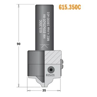 CMT 615.350c Cuerpo Fresa (c) S=20x50 D=35x25x90 Dx