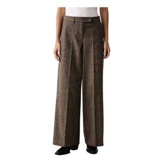Marc O'Polo Wijde broek - Dames - Broeken - Bruin - Maat: S Katoen