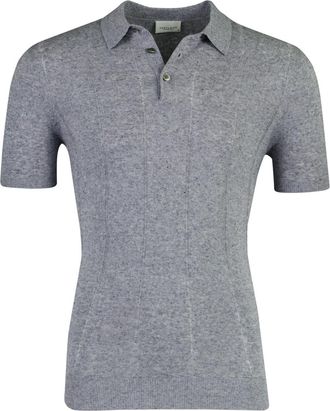 Profuomo Blauwe polo Profuomo beige katoenblend 3 knoops