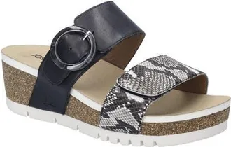 Josef Seibel Quinn 14 Wedge Slide Sandal in Black Snake Print at Nordstrom, Size 39