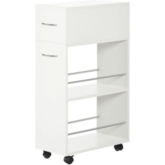 HOMCOM Carrello Portaoggetti Salvaspazio 2 Ripiani Aperti Cassetto e 4 Ruote - Homcom