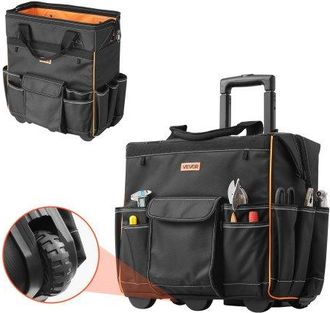 OEM Mochila Con Ruedas De 460 X 270 X 430 Mm Capacidad De Carga De 50 Kg, Mochila De Herramientas Resistente Con 25 Bolsillos, Asa Telesc&oacute;pica Ajustable Y