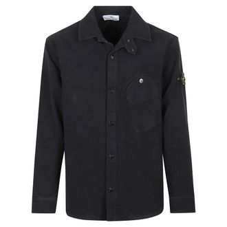 Stone Island Casual Shirt - Heren - Casual Overhemden - Blauw - L - Katoen - Overhemden