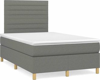 vidaXL Vidaxl - Cama Box Spring Con Colch&oacute;n Y Led Tela Marr&oacute;n Oscuro 120x190 Cm