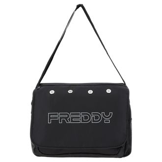 Freddy Borsa Messenger Bag in nylon nero con maxi-logo FREDDY