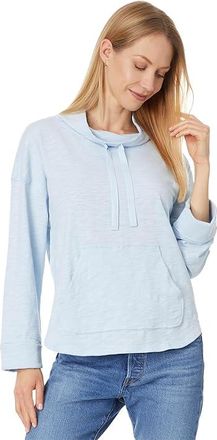 Lilla P Drawstring Neck Pullover Womens Clothing Glass : SM, Cotton