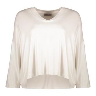 Herno Neutrale Cropped Blouse met Lange Mouwen - Dames - Longsleeves - Beige - M - Tops