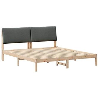 vidaXL Bed frame Brown and dark grey 200 x 200 cm Solid pine wood vidaXL