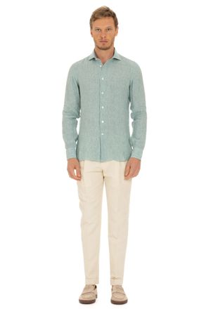 Borriello Solid Delav&egrave; Linen Tailored Shirt