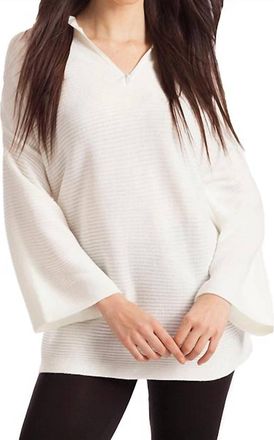French Kyss James Ribbed Bell Sleeve Top In Ivory