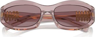 Miu Miu 61mm Oval Sunglasses in Brown at Nordstrom