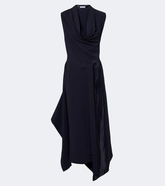 Ferragamo Draped satin-trimmed jersey midi dress