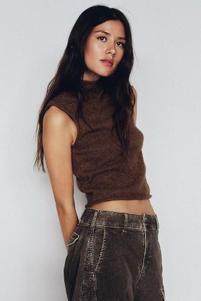 Pilcro Campbell 100% Cotton Roll Neck Sweater Tank Top
