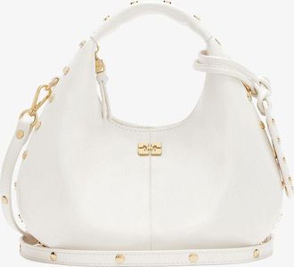 Ganni White Mini Hobo Bag Studs in