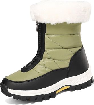 Generic Womens Winter Waterproof Snow Boots Mid-Calf Ankle Shoes Warm Faux Fur Lining Boots Outdoor Travel Winter Boots(Gr&uuml;n,4.5 UK)
