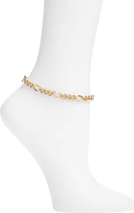 Open Edit Textured Curb Chain Anklet in Gold at Nordstrom