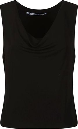Alexander Wang Tops, Dames, Zwart, S, Tanktop met col en ritsdetail