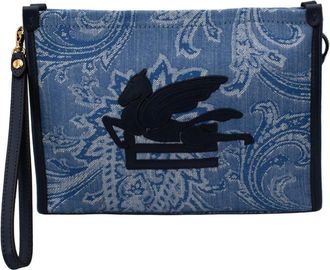Etro Medium Paisley Clutch - Dames - Clutches - Blauw - ONE Size - Katoen - Tassen
