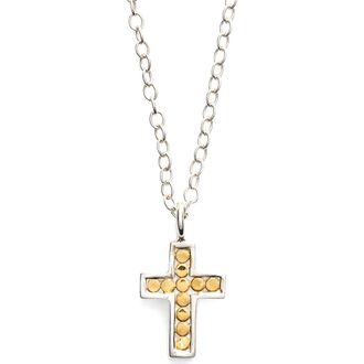 Anna Beck Gili Reversible Mini Cross Necklace in Two Tone at Nordstrom