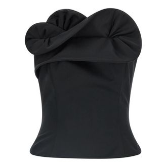 Magda Butrym Off-shoulder Corset Top - Dames - Tops zonder mouwen - Zwart - 2XS - Wol - Tops