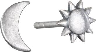 Satya Jewelry Celestial Light Moon and Sun Silver Stud Earrings