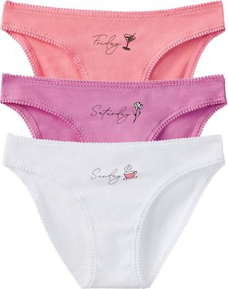 OnGossamer Cabana Cotton Assorted 3-Pack Bikinis in Plumeria/Wineberry/White at Nordstrom, Size Medium