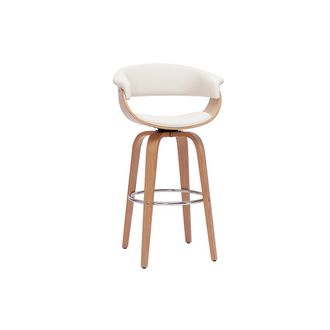 Miliboo Miliboo - Taburete De Cocina De Dise&ntilde;o Giratorio Blanco Y Madera Clara 67 Cm Oktav