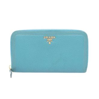 Prada Pre-owned Wallets, female, Blue, Size: ONE SIZE Pre-owned Vit.daino Leather Long Wallet