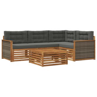 vidaXL Conjunto De Sof&aacute;s De Exterior 5 Pcs Natural Y Antracita Vidaxl
