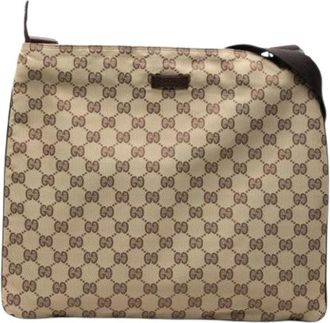 Gucci Pre-owned Vintage Canvas Crossbody Bag - Dames - Vintage Schoudertas - Beige - ONE Size - Leer - Vintage
