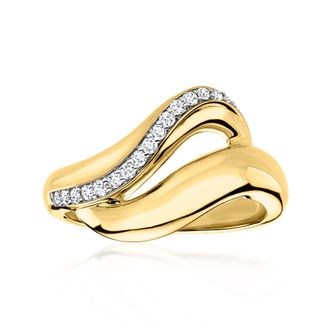 Ross-Simons Diamond Wavy Ring in 18kt Gold Over Sterling