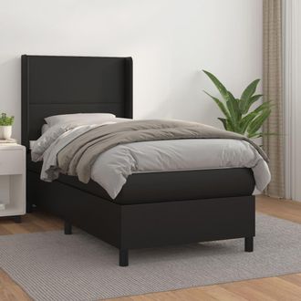 vidaXL Vidaxl - Cama Box Spring Con Colch&oacute;n Cuero Sint&eacute;tico Negro 80x200 Cm